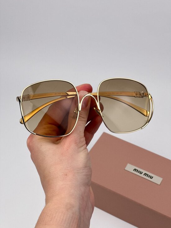 Miu Miu Women’s Sunglasses – Gold Yellow Gradient Square (MUA57S 5AK20S)